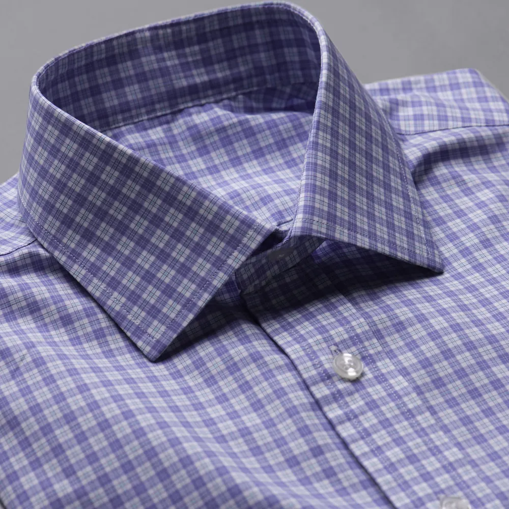 Collar of a bespoke check shirt